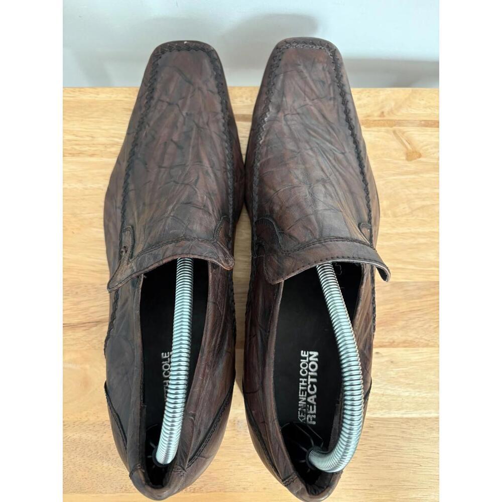 Kenneth Cole Reaction Leading Note Mens Shoes Distressed Leather Square Toe 10 - Picture 3 of 8
